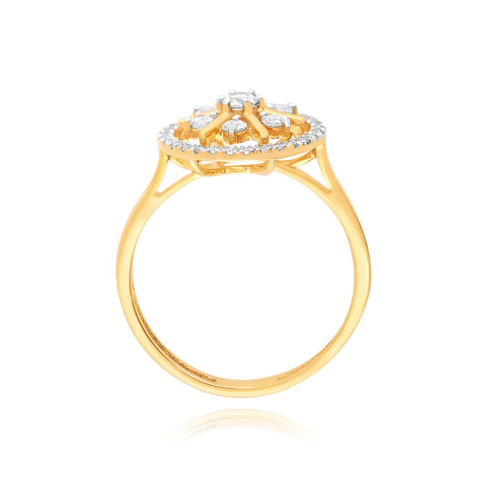 Elegant Floral Yellow Gold Ring-Rings-ORG25K48
