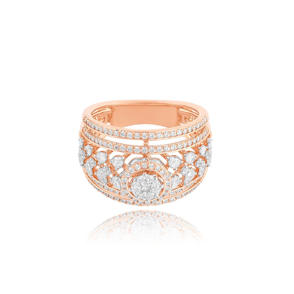 Grand Leaf Diamond Cocktail Ring-Rings-ORG25K82