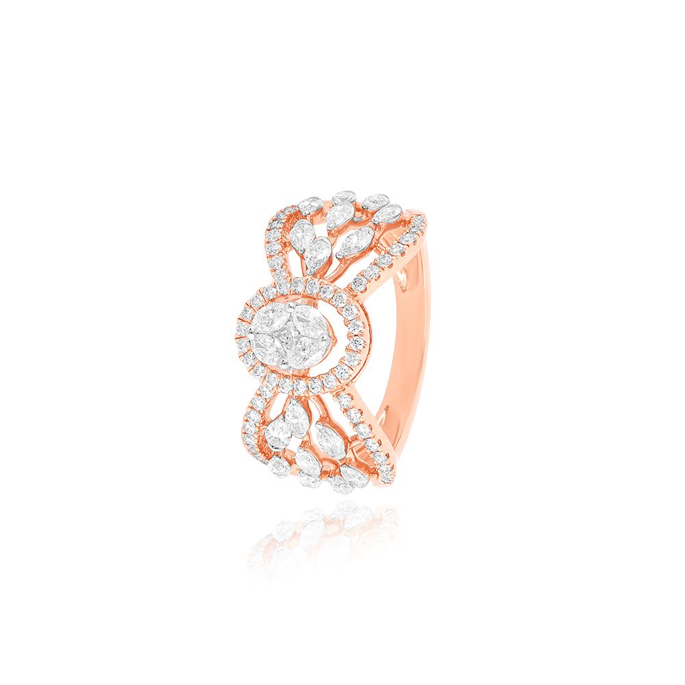 Leaf Radiance Diamond Cocktail Ring-Rings-ORG25K86