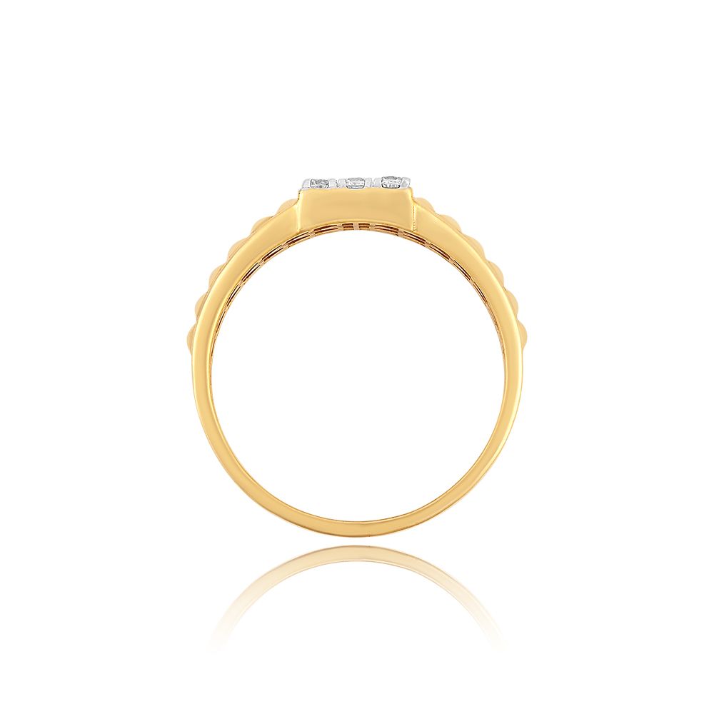 Nine Stone Yellow Gold Ring For Men-Diamond-ORG25L15