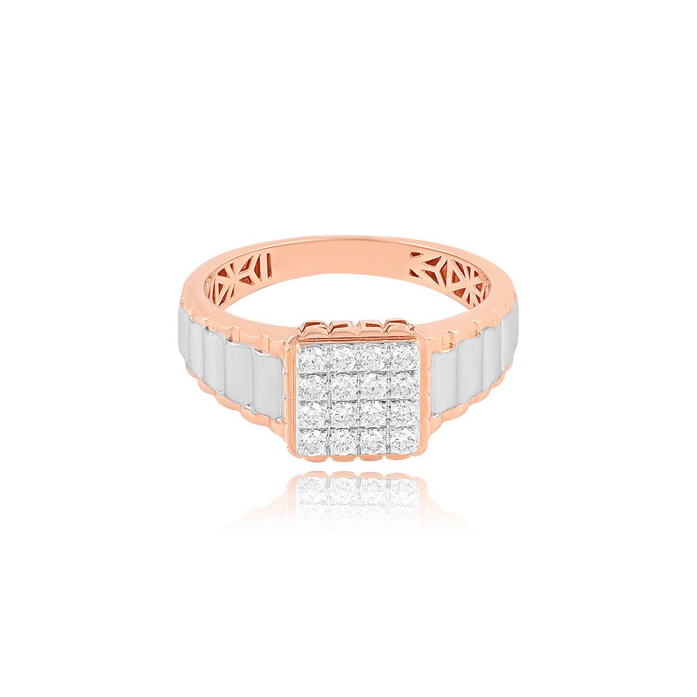 Regal Geometry Rose Gold Ring For Men-Rings-ORG25L19