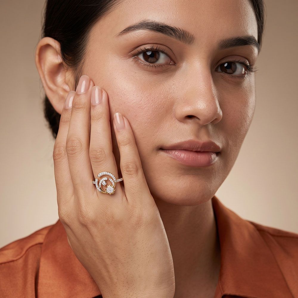 Blooming Cosmos 14KT Diamond Ring-Rings-ORG26AE8