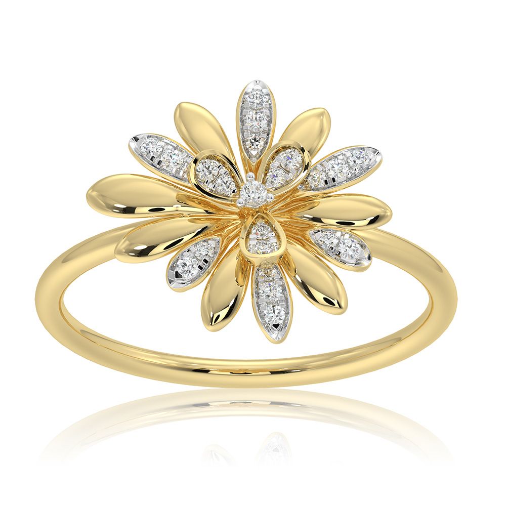Bold Floral 9Kt Yellow Gold Ring-Rings-ORG26B27