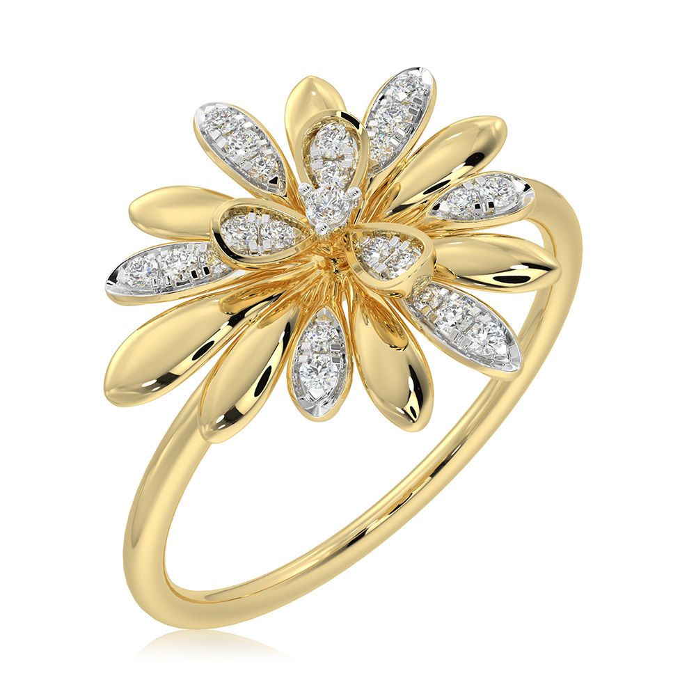 Bold Floral 9Kt Yellow Gold Ring-Rings-ORG26B27