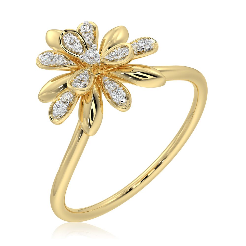 Versatile Floral 9Kt Yellow Gold Ring-Rings-ORG26B28