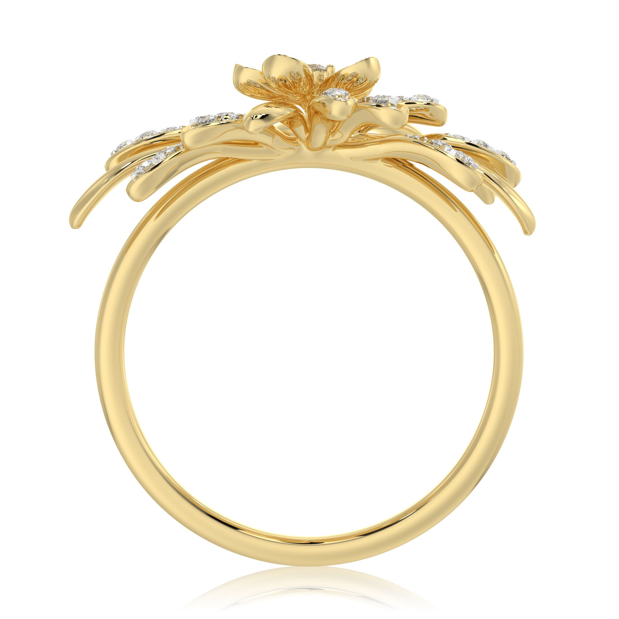 Radiant Floral 14Kt Yellow Gold Ring-Rings-ORG26K39