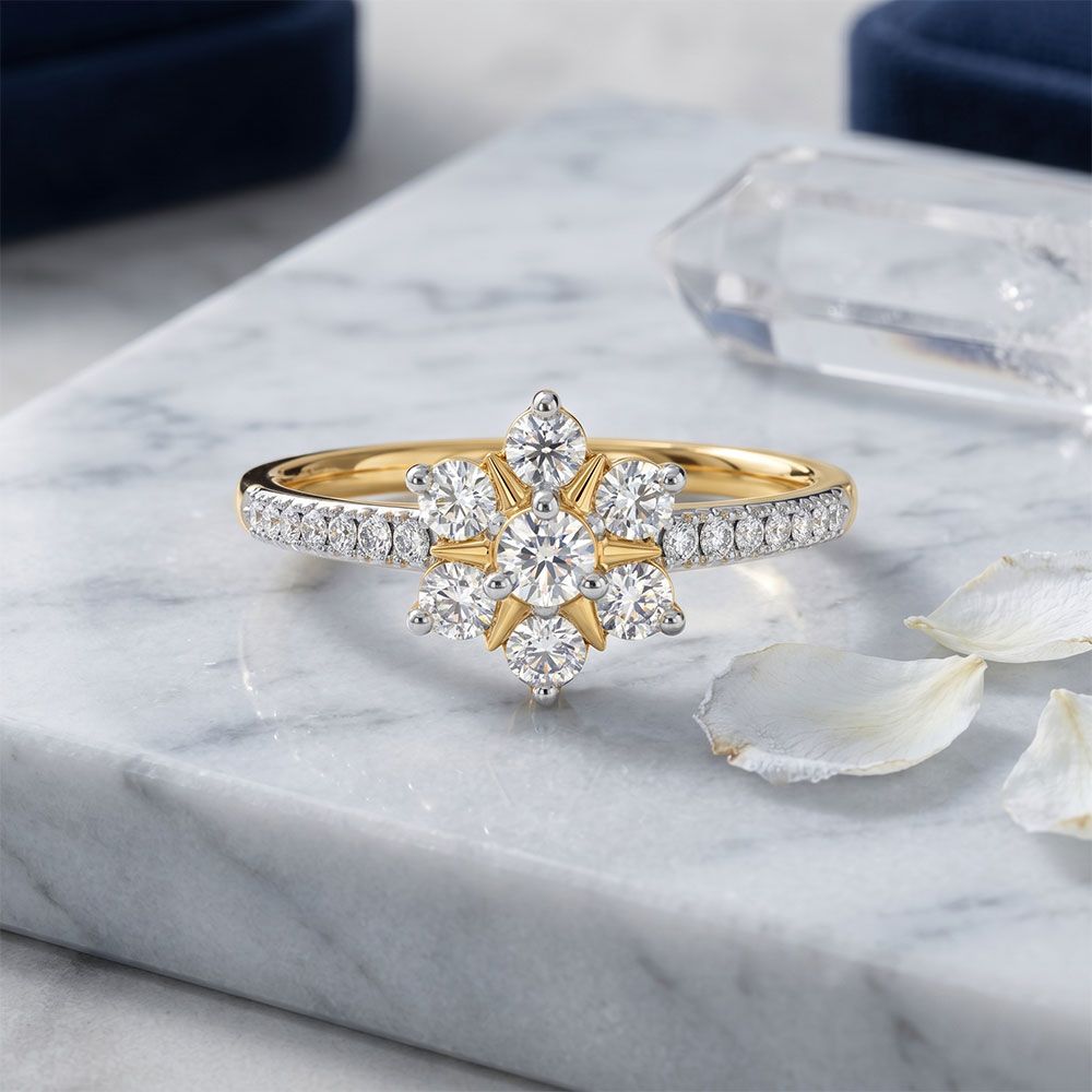 Celestial Charm Yellow Gold Diamond Ring-Rings-ORG26K42