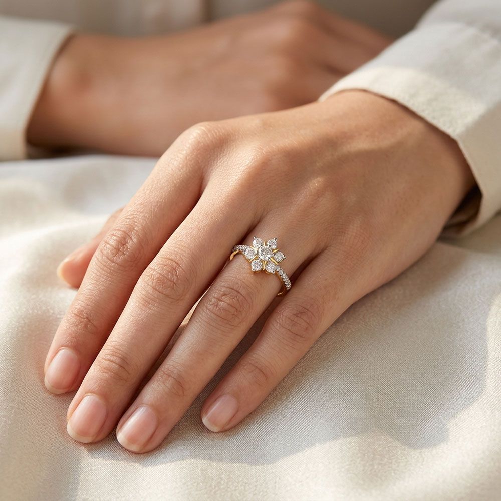 Celestial Charm Yellow Gold Diamond Ring-Rings-ORG26K42