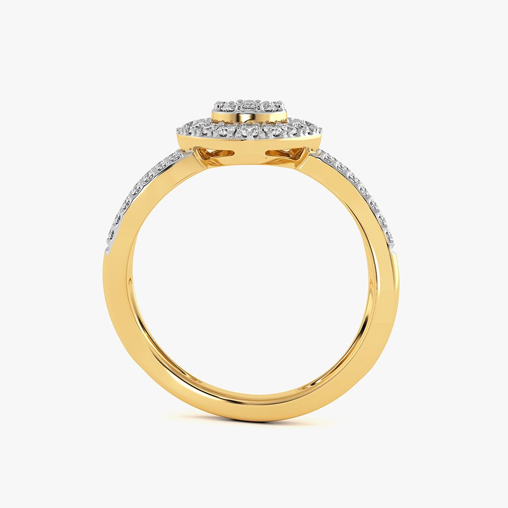 Geometric Edge Yellow Gold Diamond Ring-Rings-ORG26K44