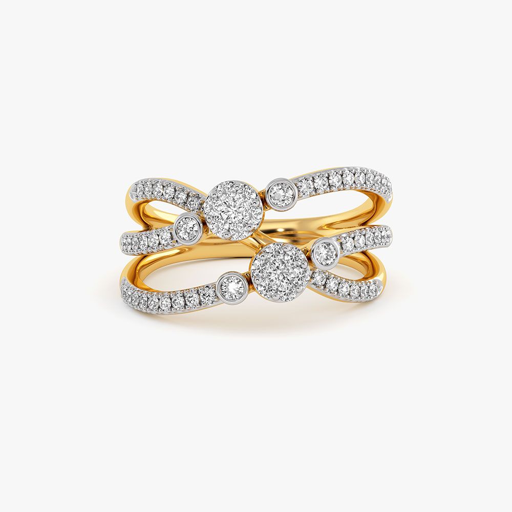 Sparkling Curves Yellow Gold Diamond Ring-Rings-ORG26K45