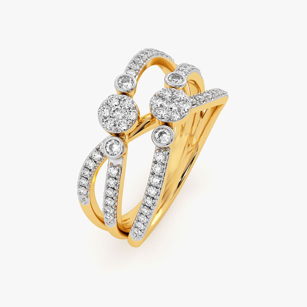 Sparkling Curves Yellow Gold Diamond Ring-Rings-ORG26K45
