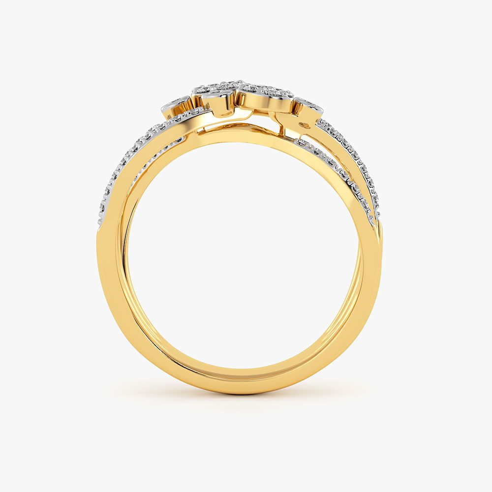 Sparkling Curves Yellow Gold Diamond Ring-Rings-ORG26K45