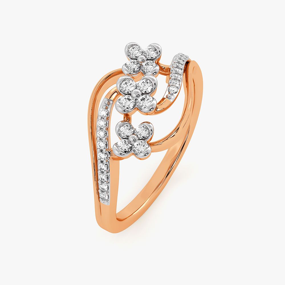 Contemporary Swirl Rose Gold Diamond Ring-Rings-ORG26K51