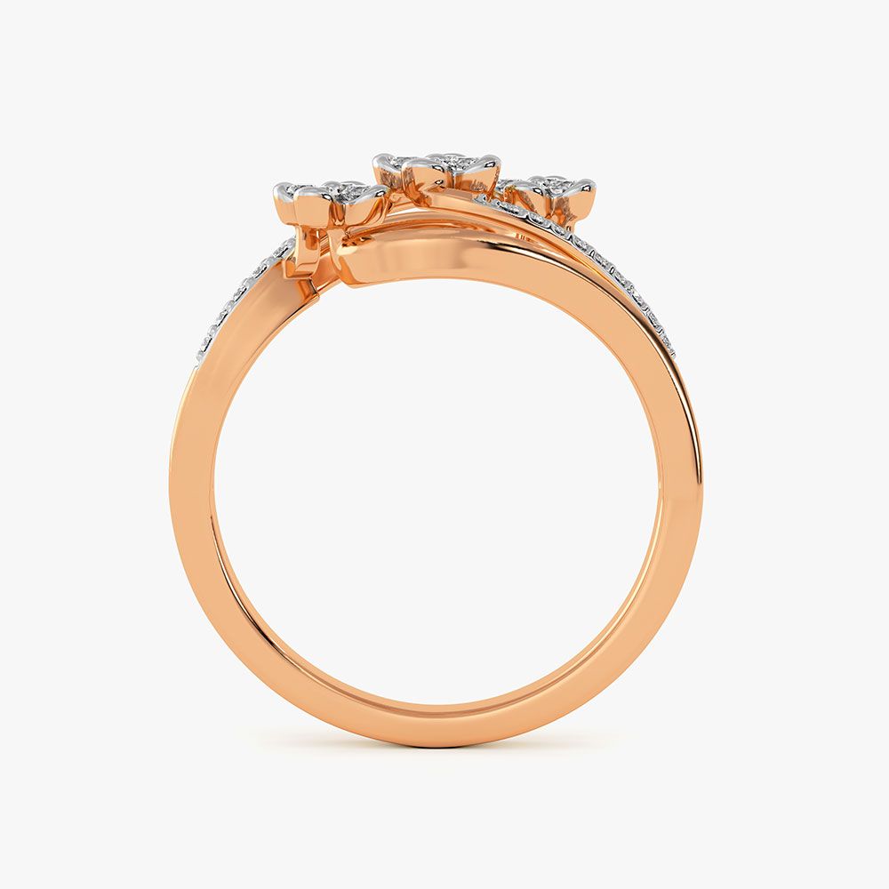 Contemporary Swirl Rose Gold Diamond Ring-Rings-ORG26K51