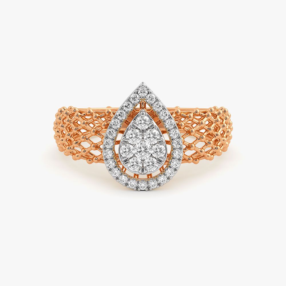 Intricate Drop Rose Gold Diamond Ring-Rings-ORG26K52