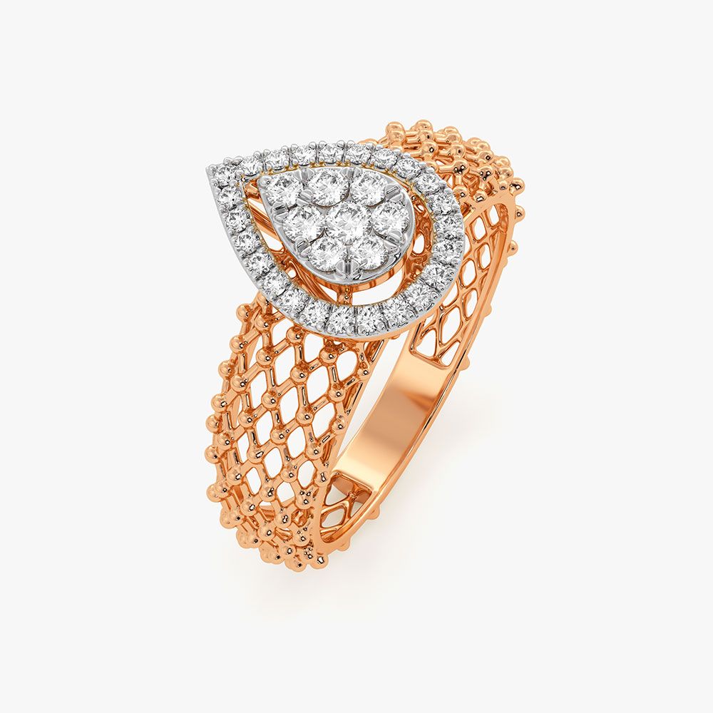 Intricate Drop Rose Gold Diamond Ring-Rings-ORG26K52