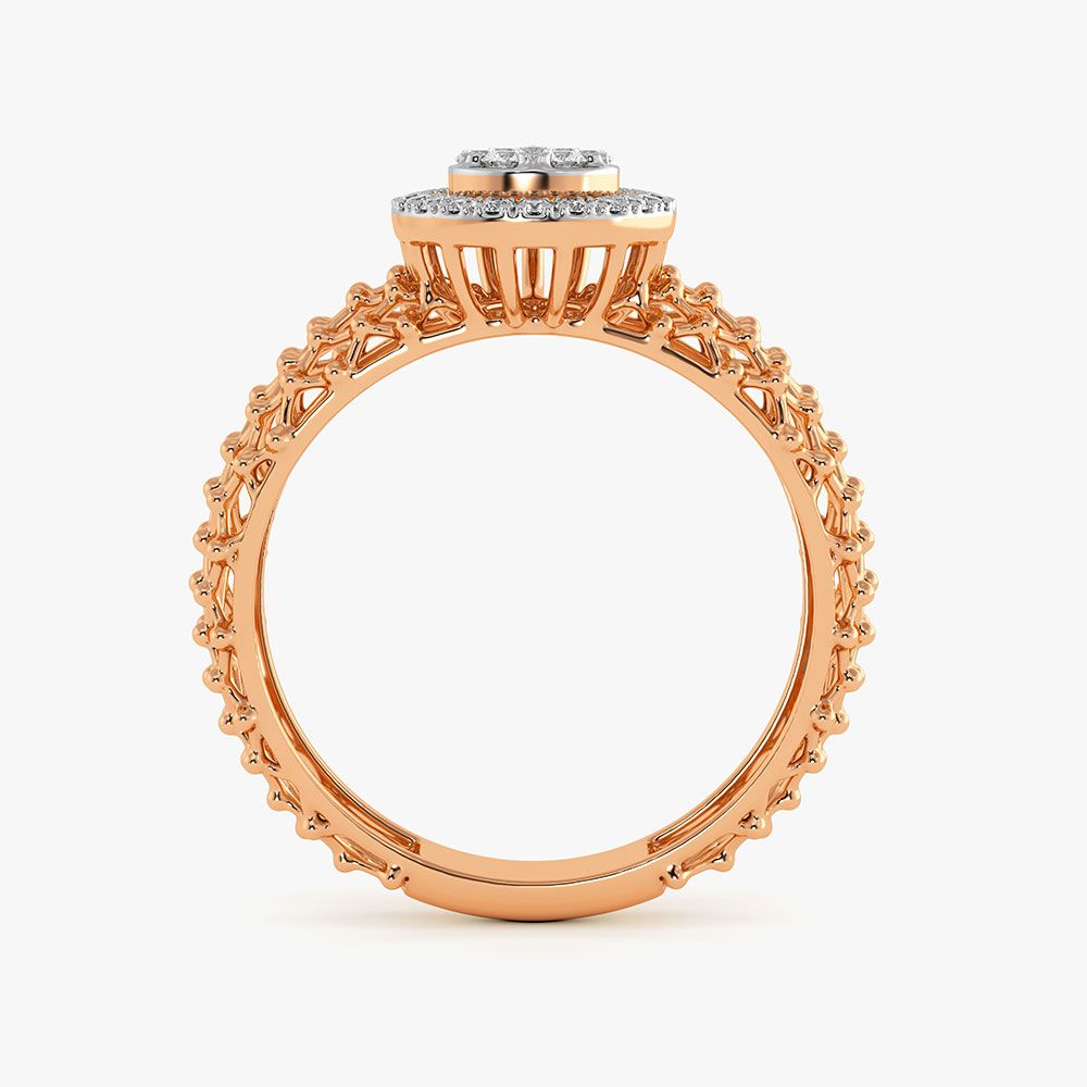 Intricate Drop Rose Gold Diamond Ring-Rings-ORG26K52