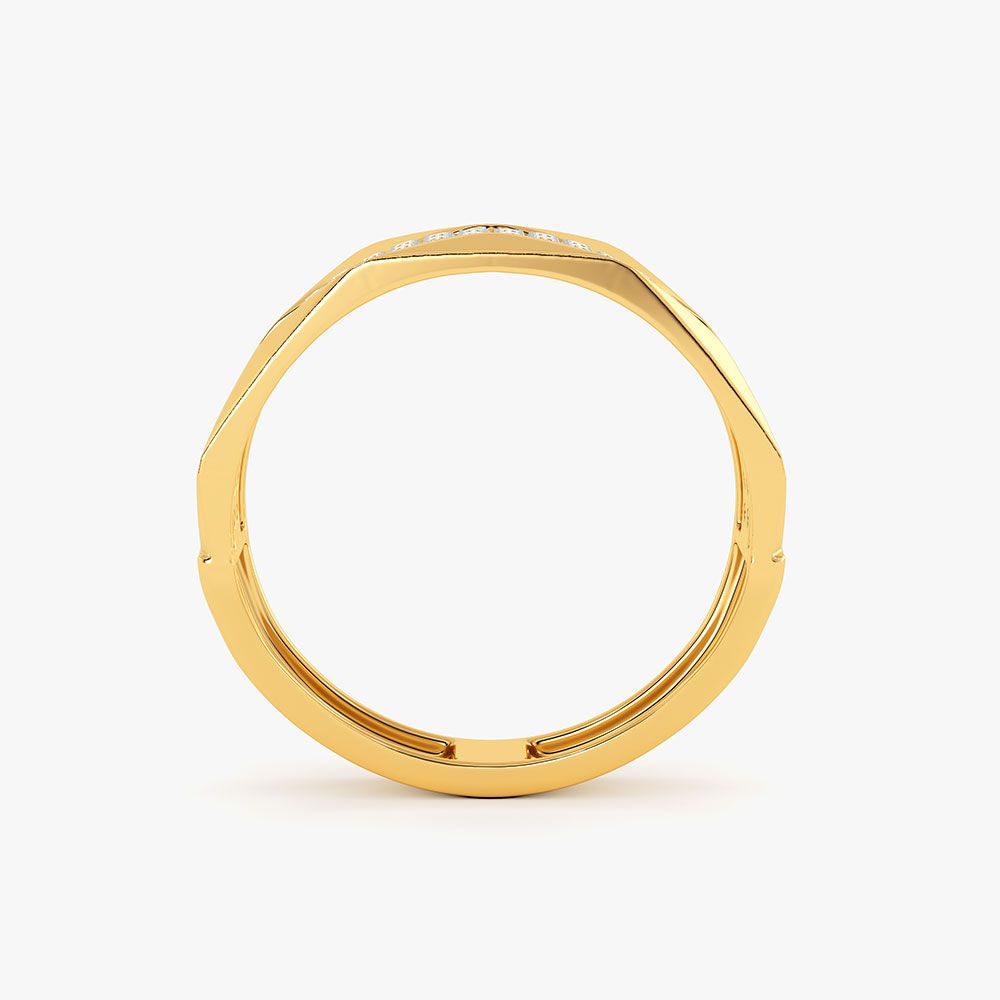 Clean Structured Yellow Gold Diamond Ring-Rings-ORG26K53