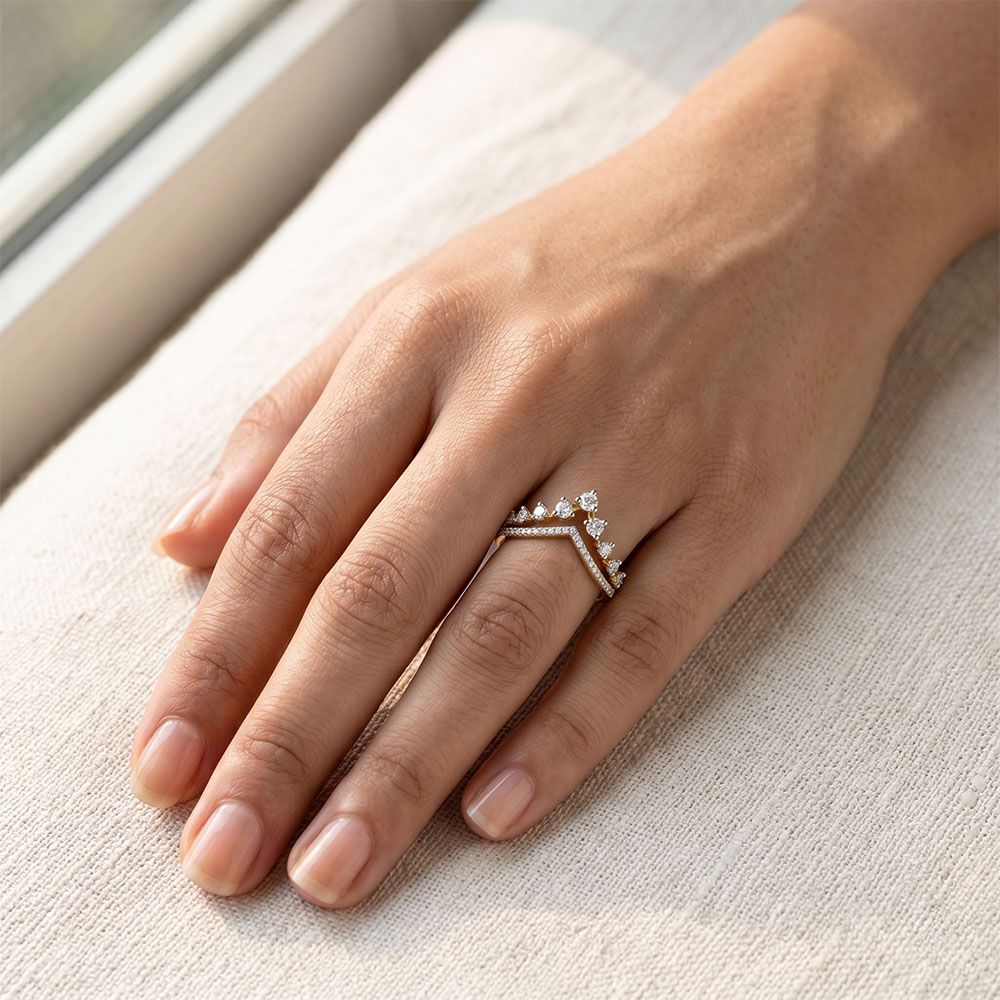 Minimal and Sleek Yellow Gold Diamond Ring-Rings-ORG26K58