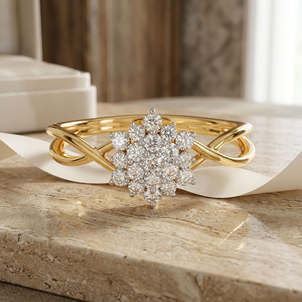 Bloomin Cluster Yellow Gold Diamond Ring-Rings-ORG26K59