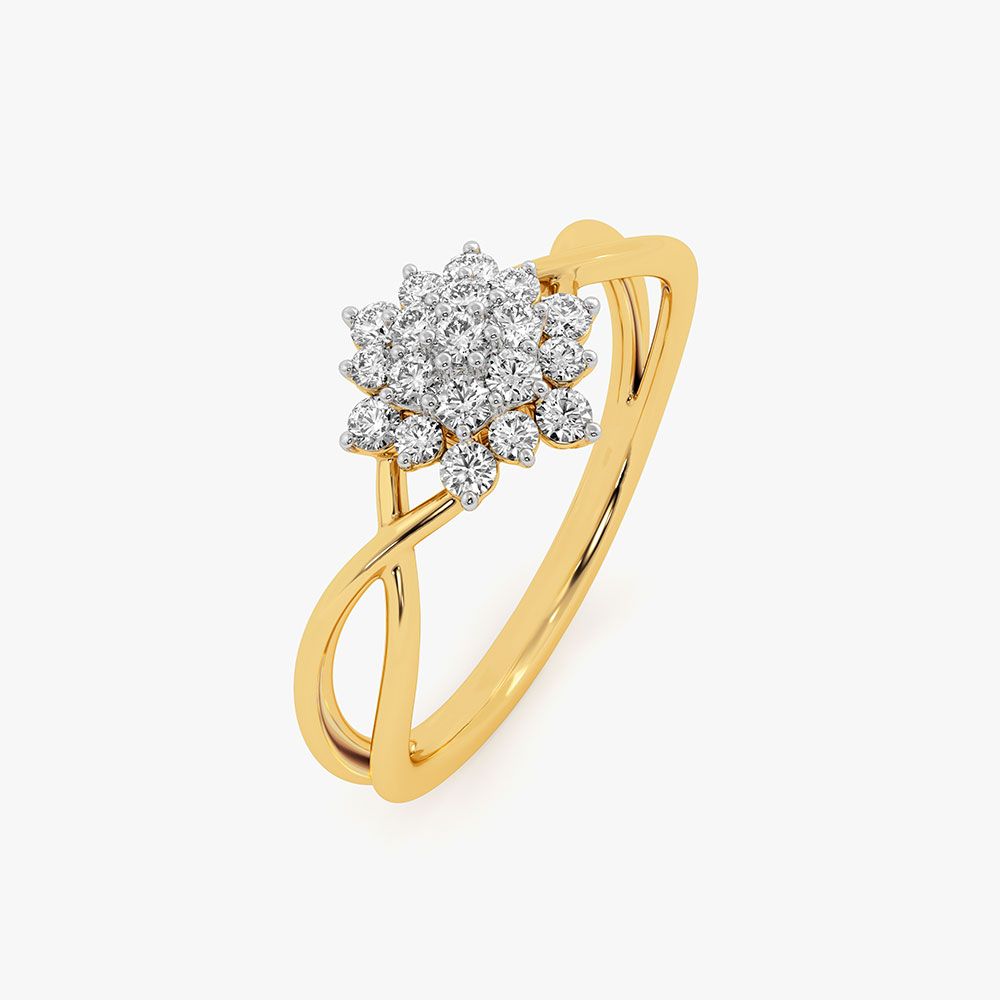 Bloomin Cluster Yellow Gold Diamond Ring-Rings-ORG26K59