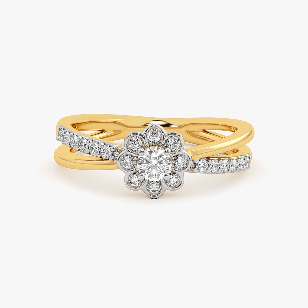 Perfect Elegance Yellow Gold Diamond Ring-Rings-ORG26K60