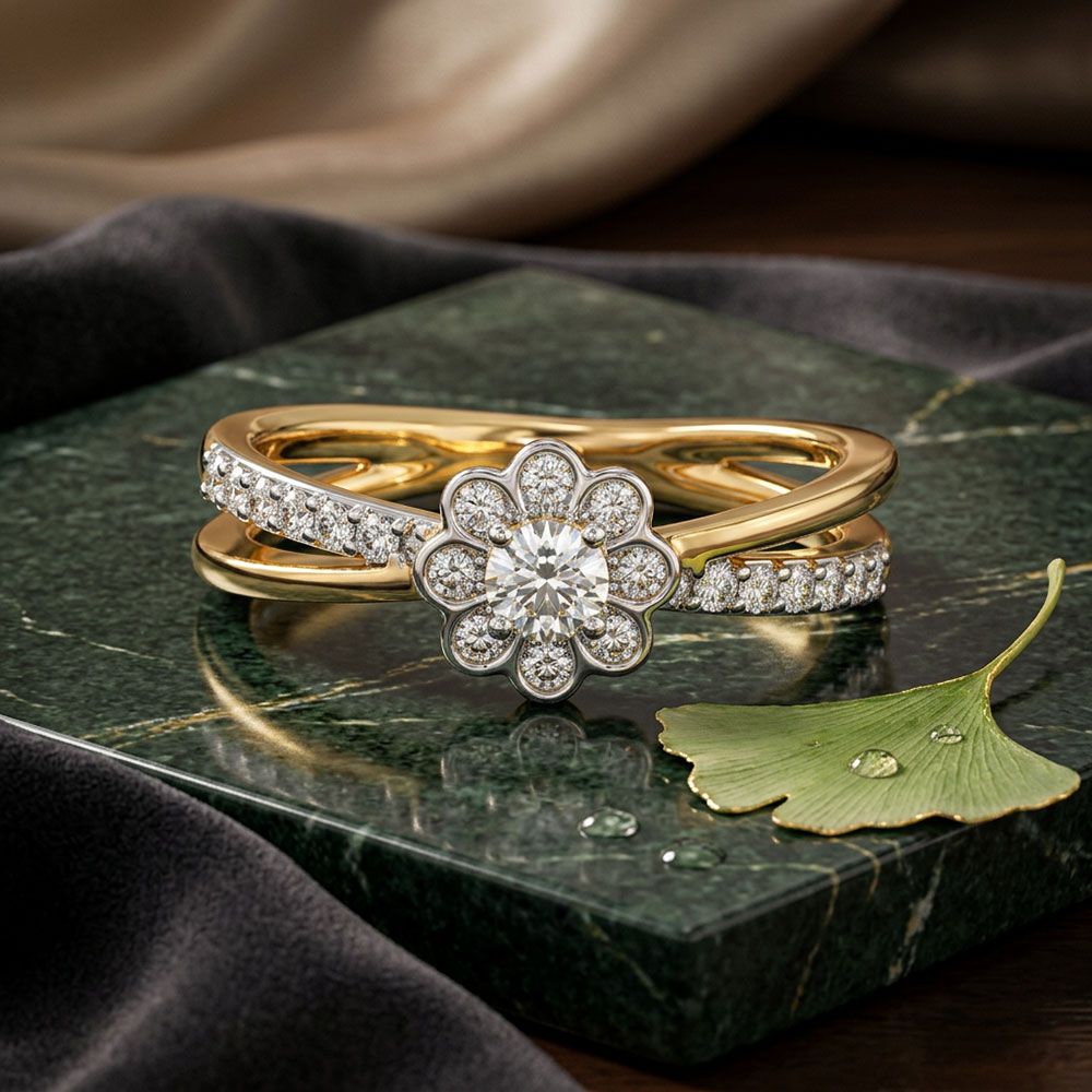 Perfect Elegance Yellow Gold Diamond Ring-Rings-ORG26K60