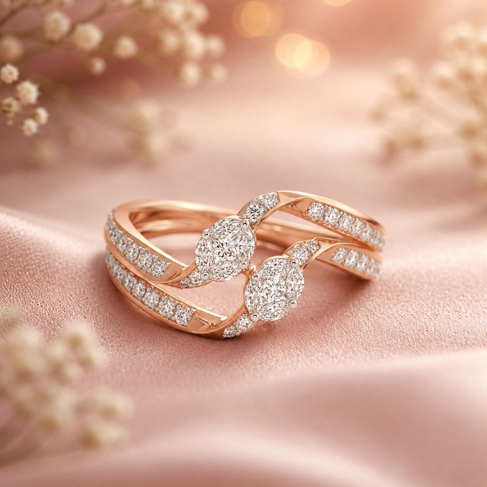 Refined Cluster Rose Gold Diamond Ring-Rings-ORG26K62