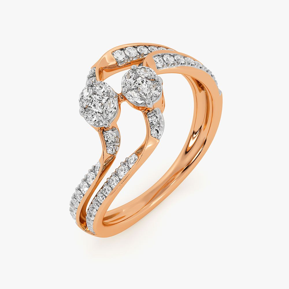 Refined Cluster Rose Gold Diamond Ring-Rings-ORG26K62