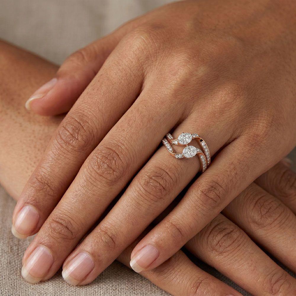 Refined Cluster Rose Gold Diamond Ring-Rings-ORG26K62