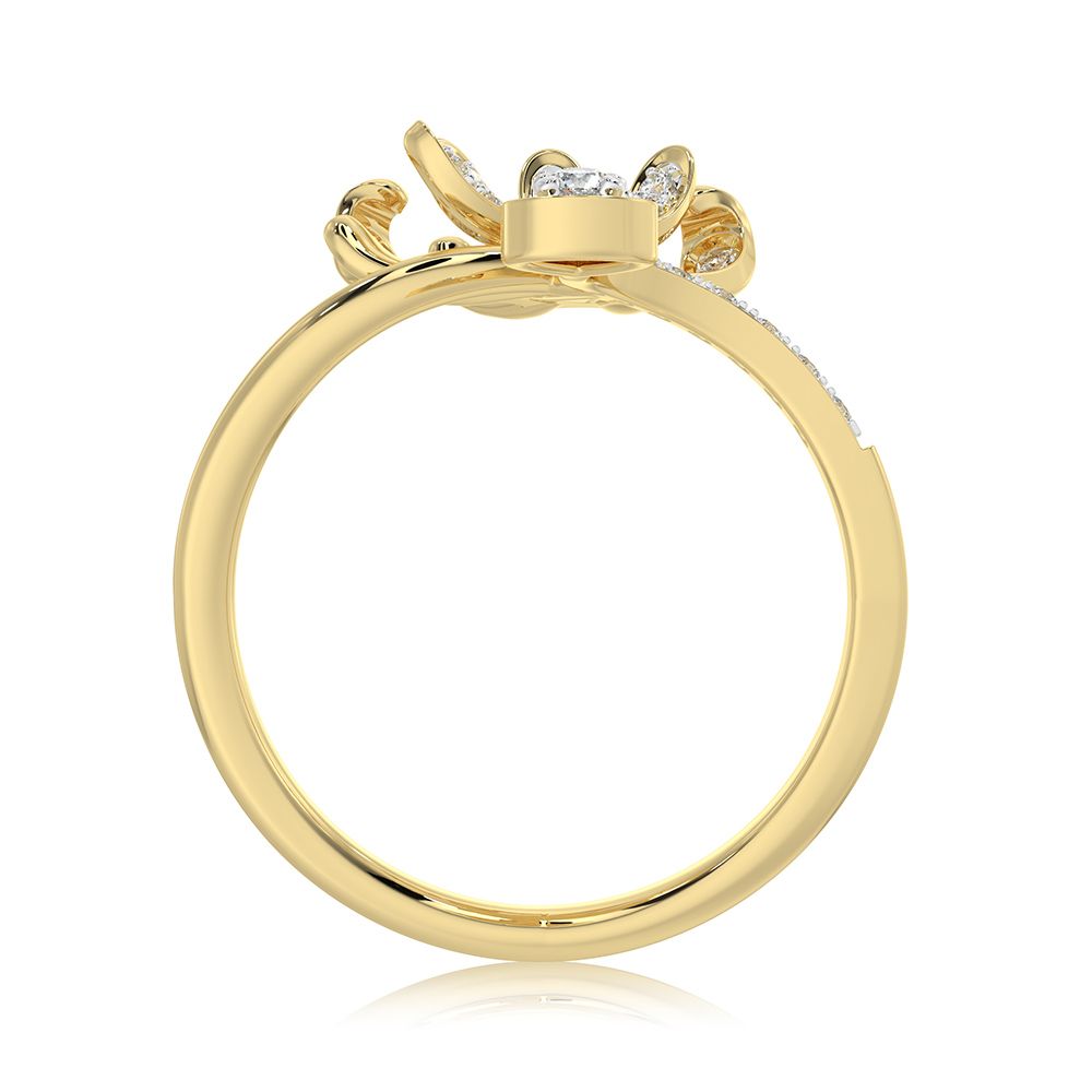 Blooming Floral 14Kt Yellow Gold Ring-Rings-ORG26K65