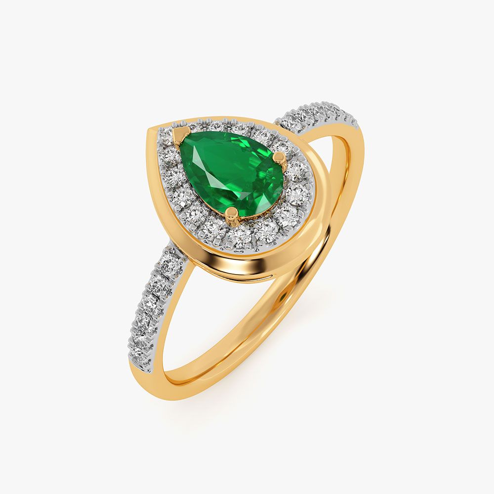 Striking Drop Rose Gold Diamond and Red Stone Ring-Rings-ORG26K68