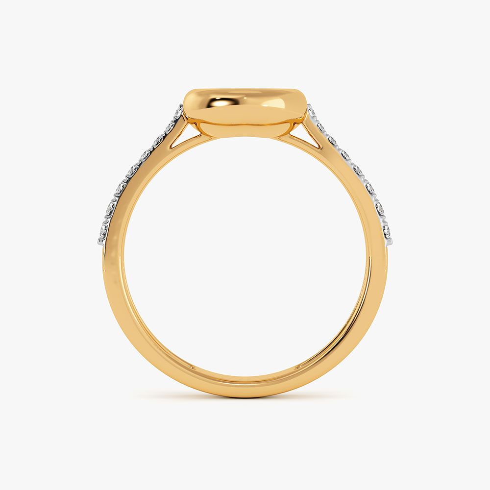 Elongated Drop Yellow Gold Diamond Ring-Rings-ORG26K69