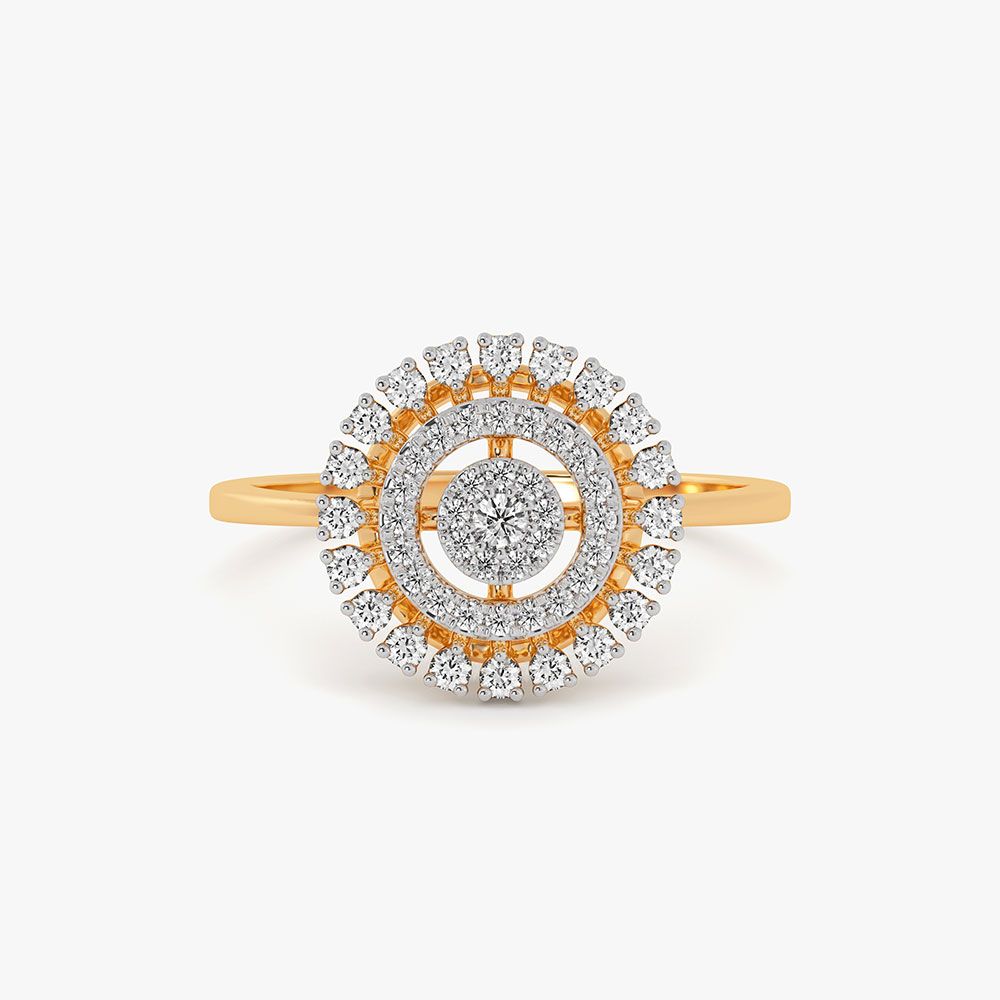 Radiant Bloom 14Kt Yellow Gold Diamond Ring-Rings-ORG26K71