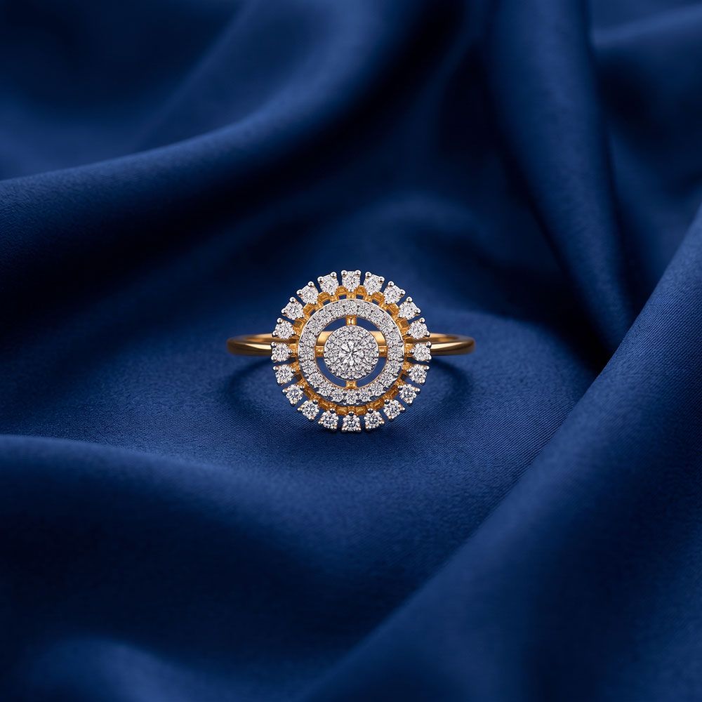 Radiant Bloom 14Kt Yellow Gold Diamond Ring-Rings-ORG26K71