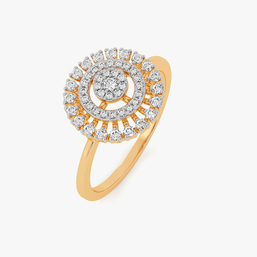 Radiant Bloom 14Kt Yellow Gold Diamond Ring-Rings-ORG26K71