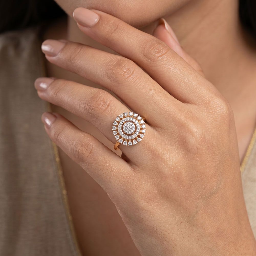 Radiant Bloom 14Kt Yellow Gold Diamond Ring-Rings-ORG26K71