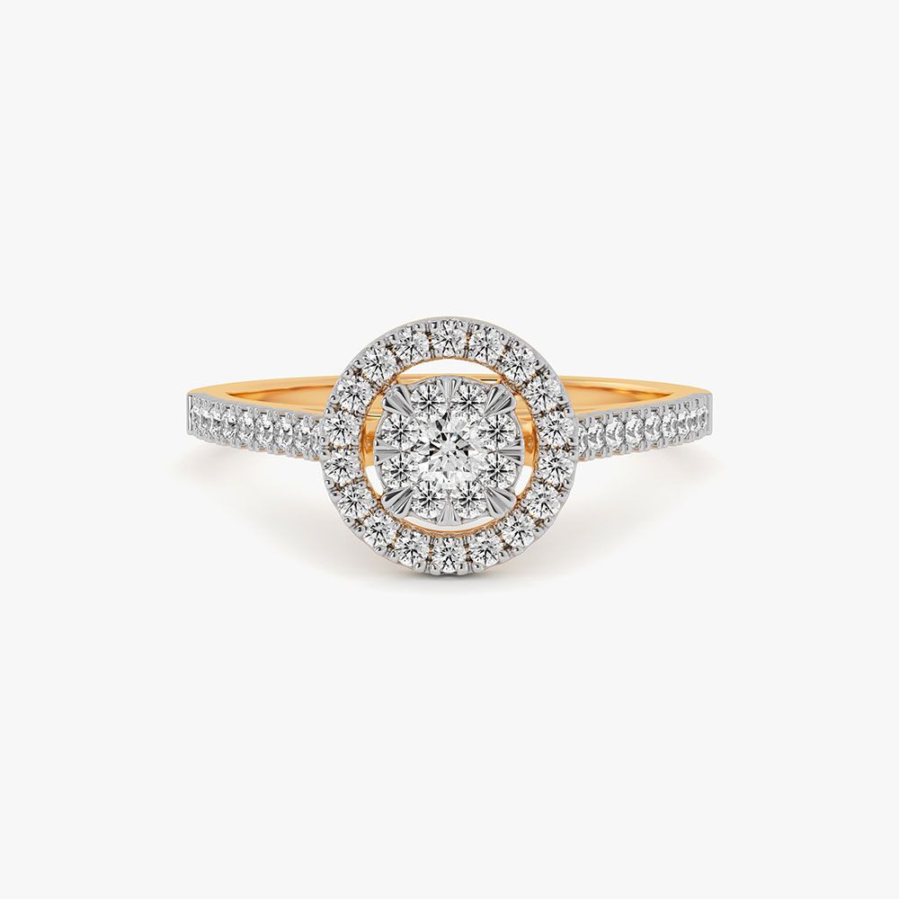 Sparkling Halo 14Kt Yellow Gold Diamond Ring-Rings-ORG26K72