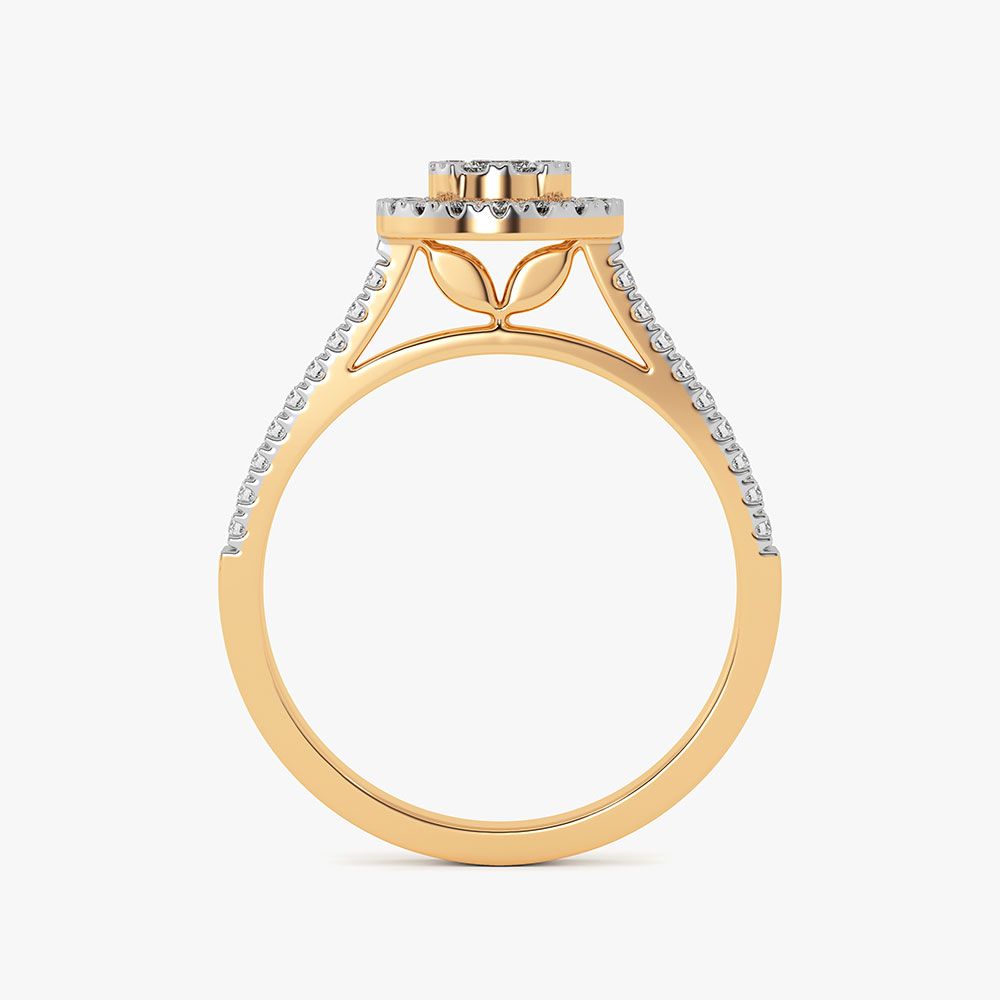 Sparkling Halo 14Kt Yellow Gold Diamond Ring-Rings-ORG26K72