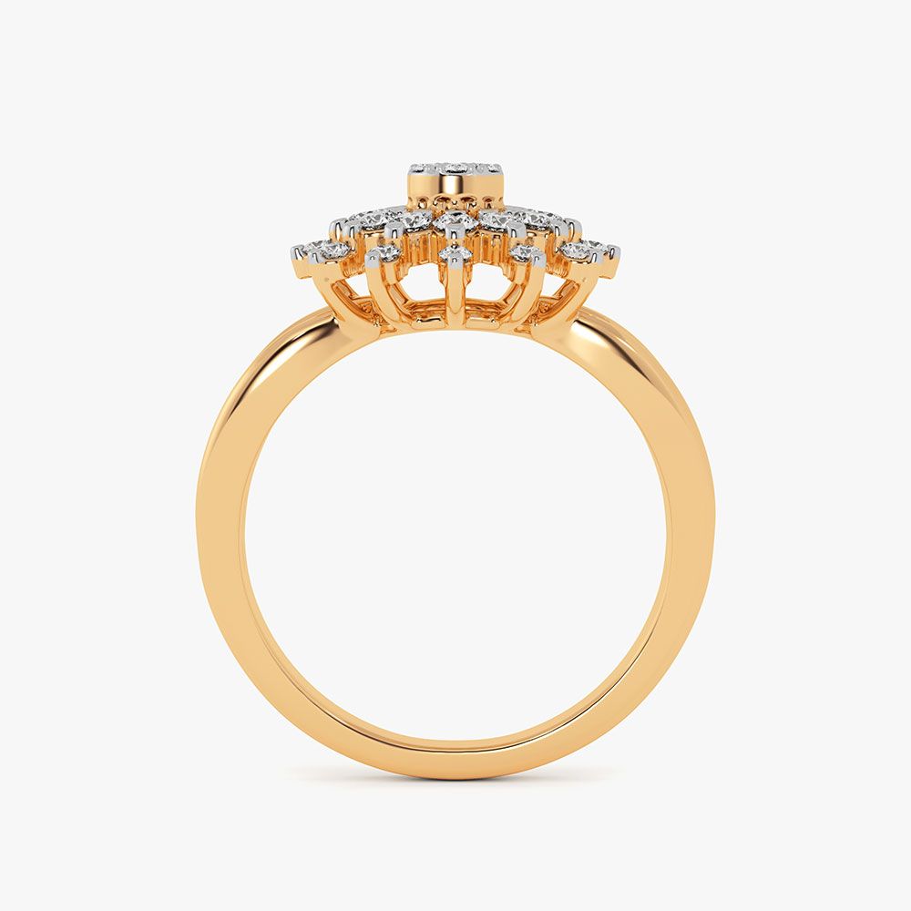 Divine Flower 14Kt Yellow Gold Diamond Ring-Rings-ORG26K73