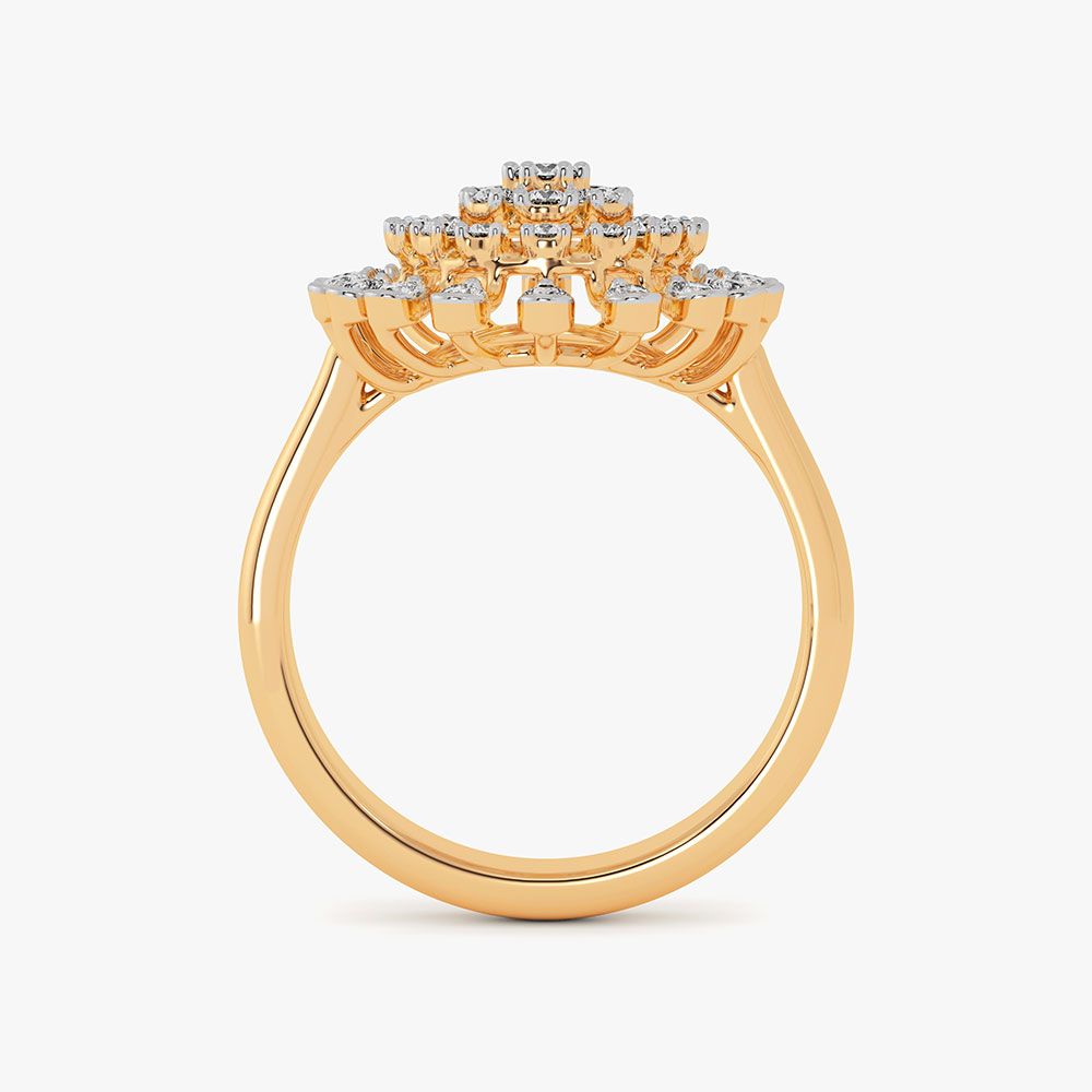Dazzling Flower 14Kt Yellow Gold Diamond Ring-Rings-ORG26K74