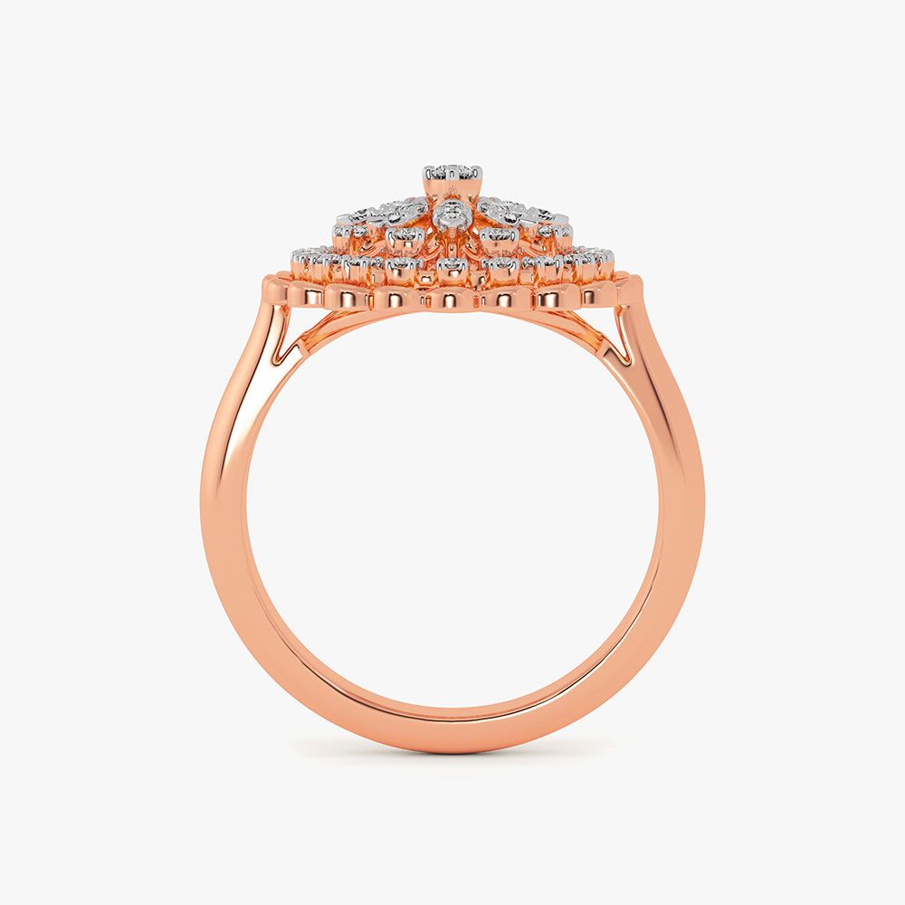 Floral Cluster 14Kt Rose Gold Diamond Ring-Rings-ORG26K77