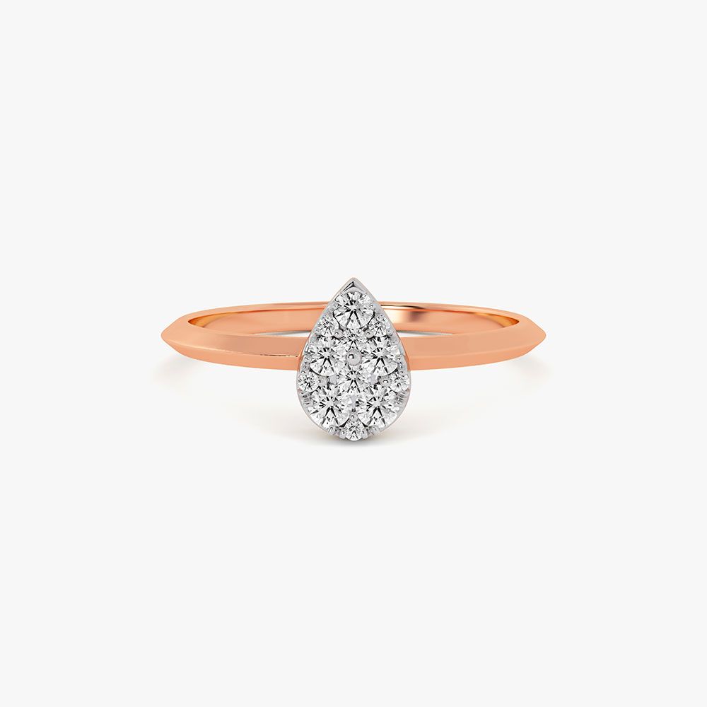 Leaf Delight 14Kt Rose Gold Diamond Ring-Rings-ORG26L16