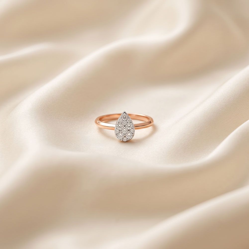 Leaf Delight 14Kt Rose Gold Diamond Ring-Rings-ORG26L16