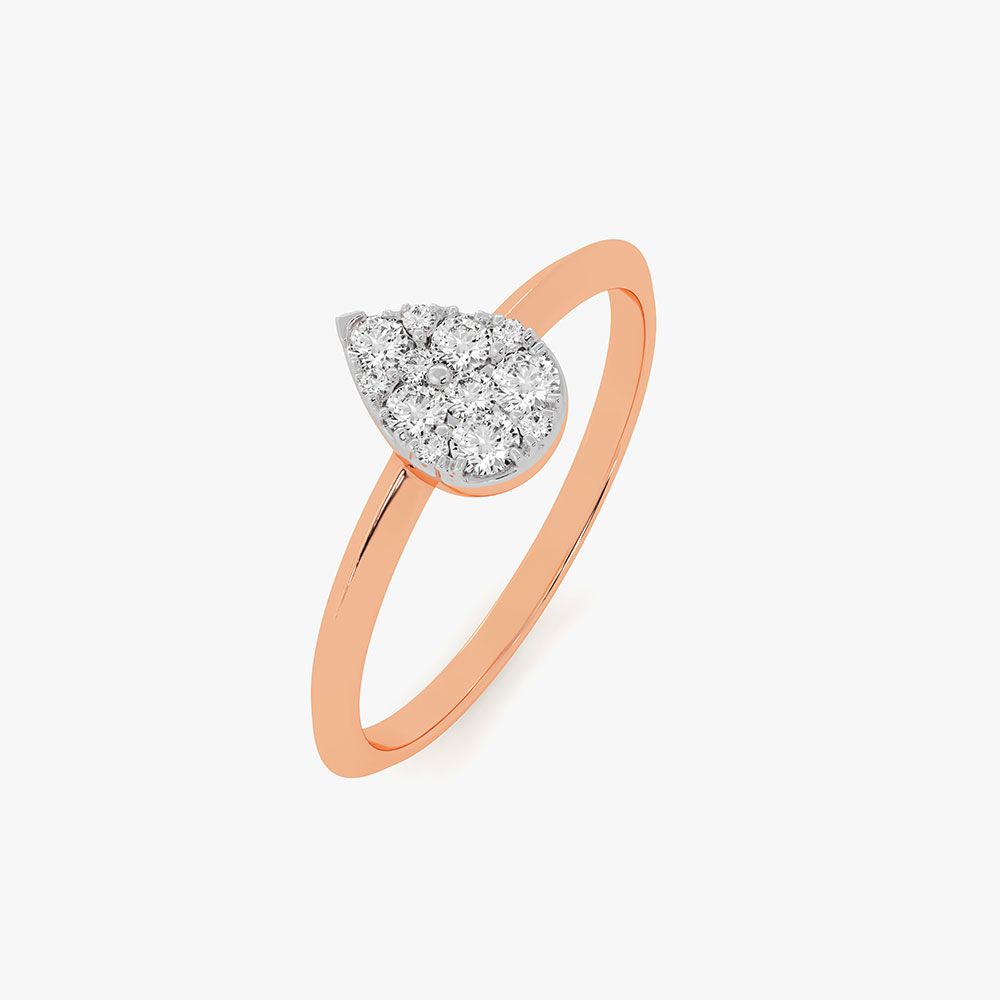 Leaf Delight 14Kt Rose Gold Diamond Ring-Rings-ORG26L16