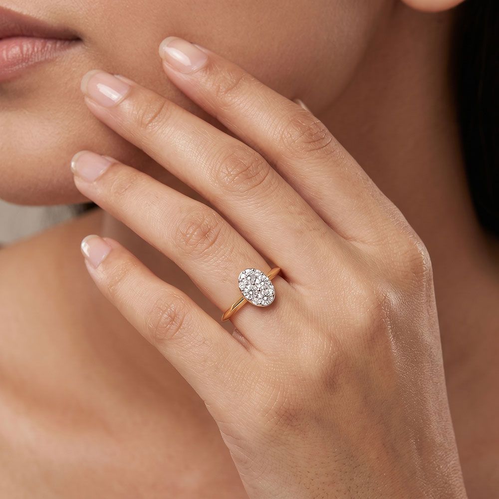 Floral Grace 14Kt Yellow Gold Diamond Ring-Rings-ORG26L17