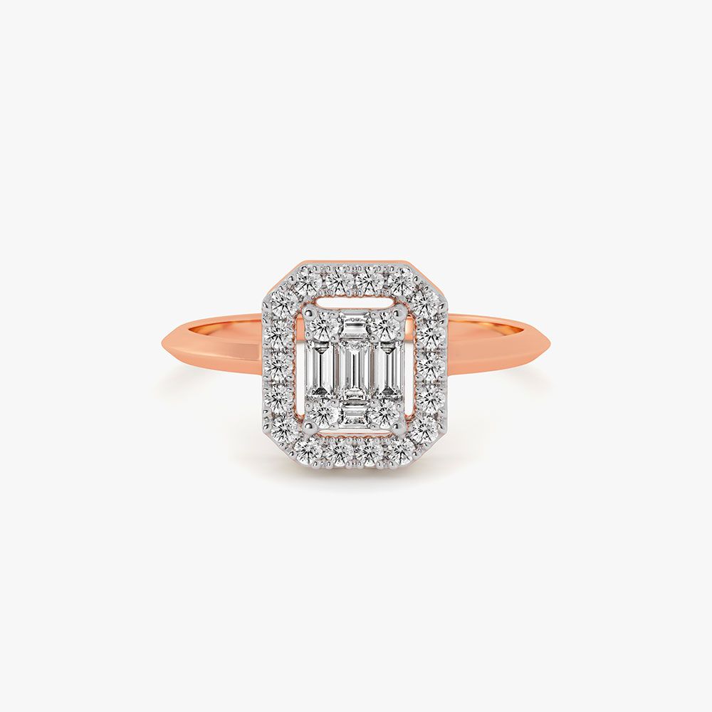 Intricate Floral 14Kt Rose Gold Diamond Ring-Rings-ORG26L18