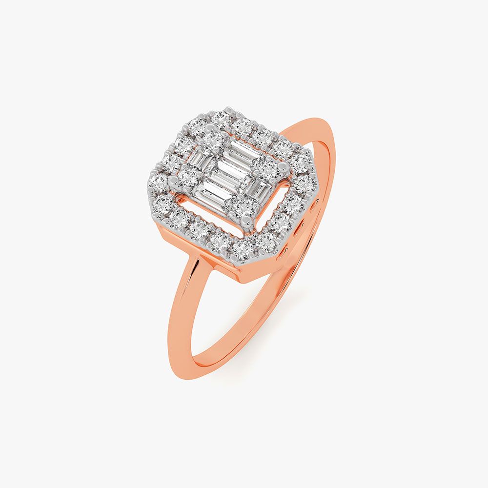 Intricate Floral 14Kt Rose Gold Diamond Ring-Rings-ORG26L18