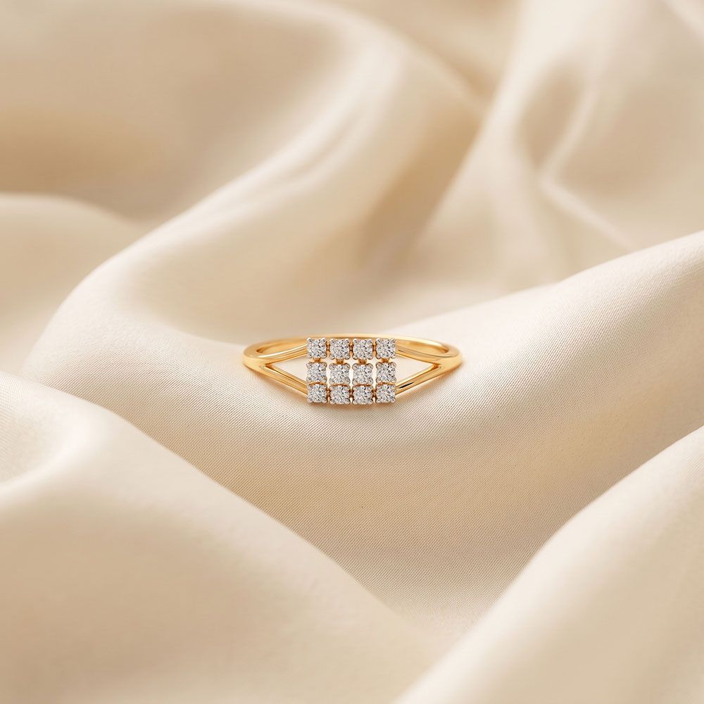 Modern Style 14Kt Yellow Gold Diamond Ring-Rings-ORG26L21