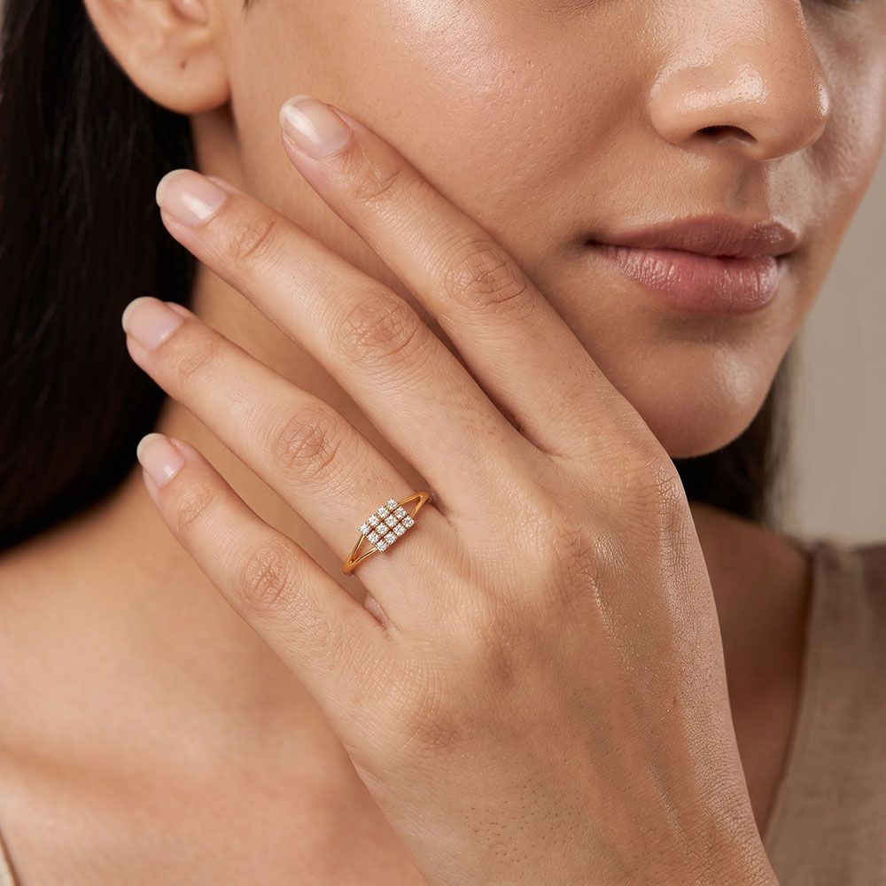 Modern Style 14Kt Yellow Gold Diamond Ring-Rings-ORG26L21